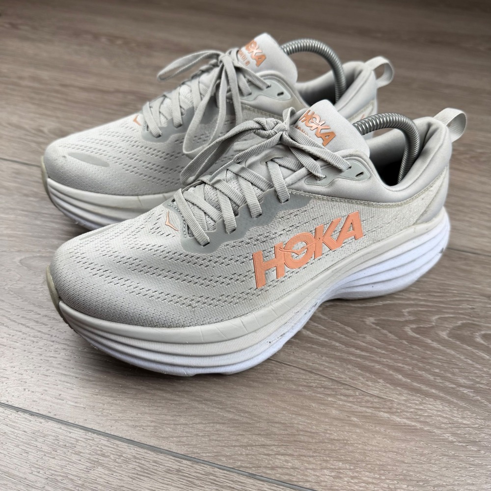 Hoka Womens Running Shoes Bondi 8 Wide Harbor Mist Rose Gold 9.5D